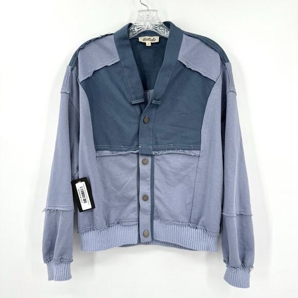 Listicle Lightweight Sz Small Periwinkle/Blue Button Up Boutique Bomber Jacket - Picture 1 of 10